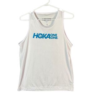 Hoka One One Men’s Airolite White Blue Athletic Running Tank Top Small